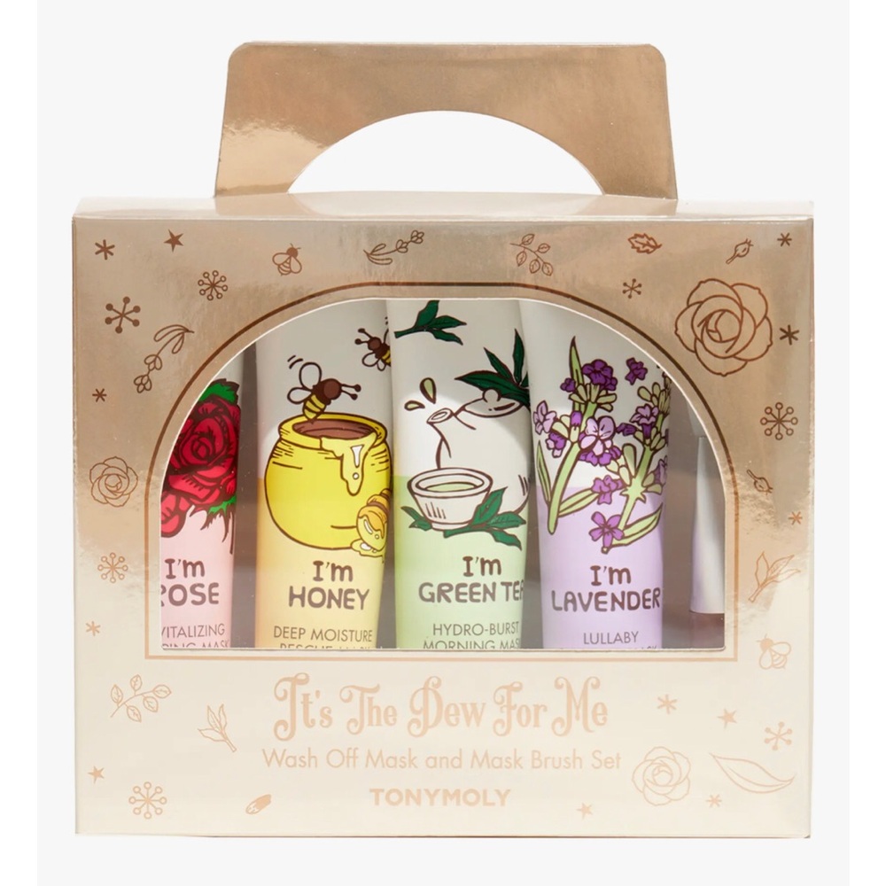 TonyMoly It’s The Dew For Me wash off mask & brush set NEW Sealed 5-piece $22